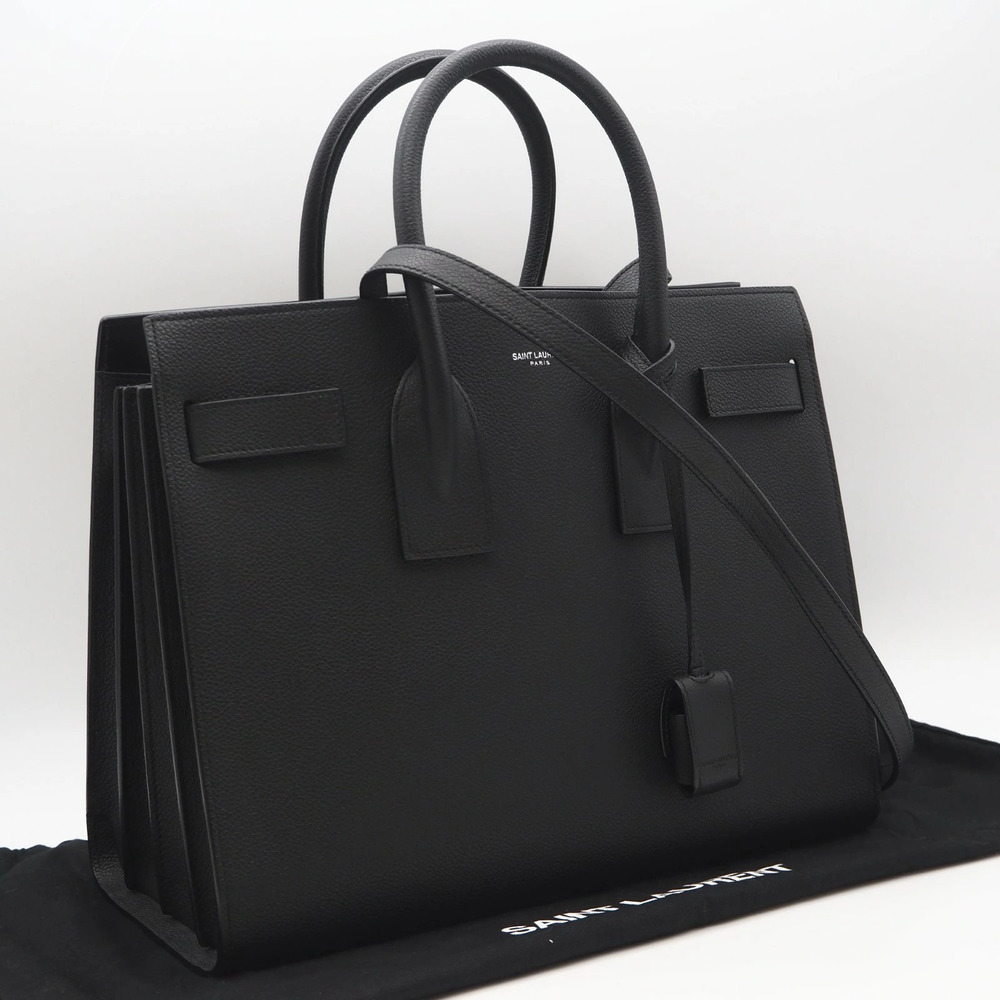 Saint Laurent Leather Sac de Jour Bag Handbag Black calf